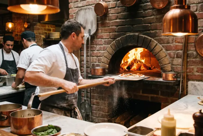 Odun fırınına pizza veren şef
