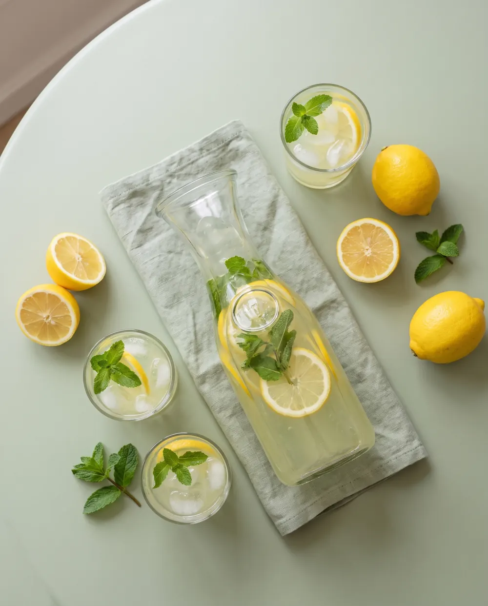 Ev yapımı limonata, üstten görünüm