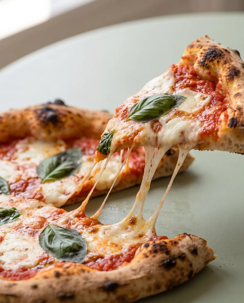Margherita pizza, yakın çekim