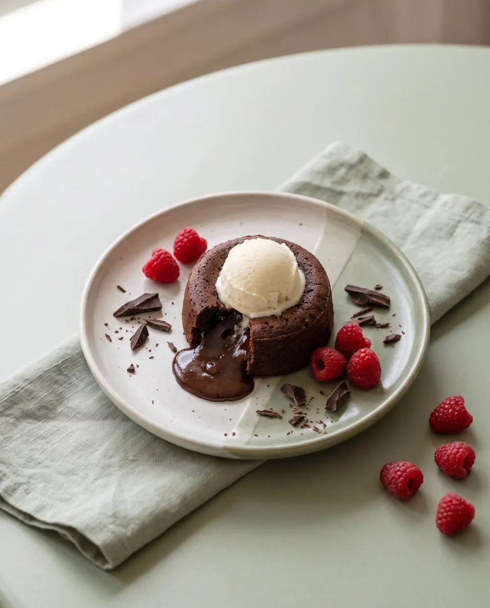 Çikolatalı sufle, üstten görünüm